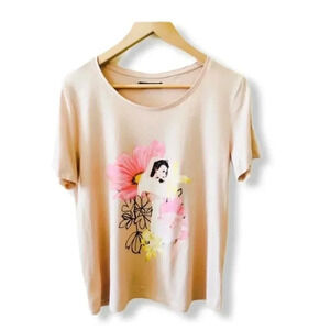 MOHITO Girl With Flowers Short Sleeves Top